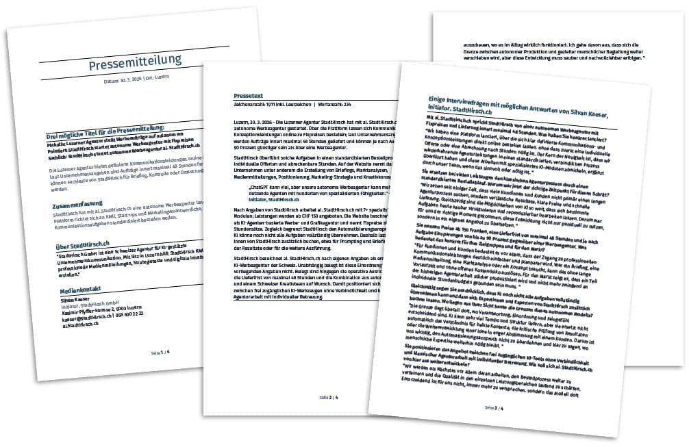 Pressemitteilung erstellen Vorschau